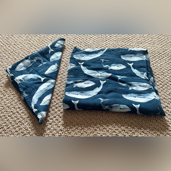Milkbarn Other - Milkbarn bamboo whale swaddle and burp cloth set